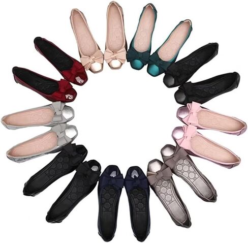 Hee grand Women Foldable Ballet Flats Bling Rhinestones Soft Leather Pointy Toe Flats Sparkle Wedding Dress Shoes Comfort Slip on Loafers Big Size in Kuwait