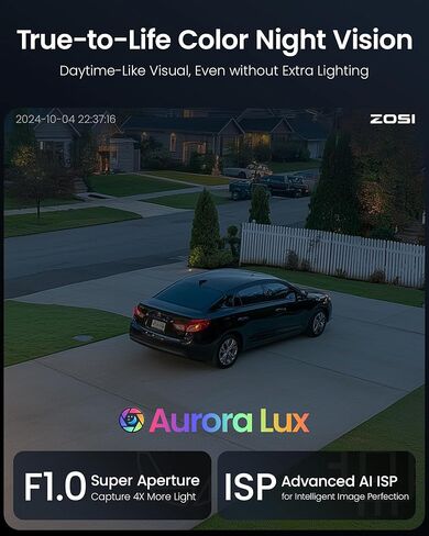 Zosi 4K WiFi 6 Camera Camera System ، 4pcs 4K 4K Outdoor Indoor Clipas ، Aurora Lux Vision Full Color Coll Confect in Kuwait