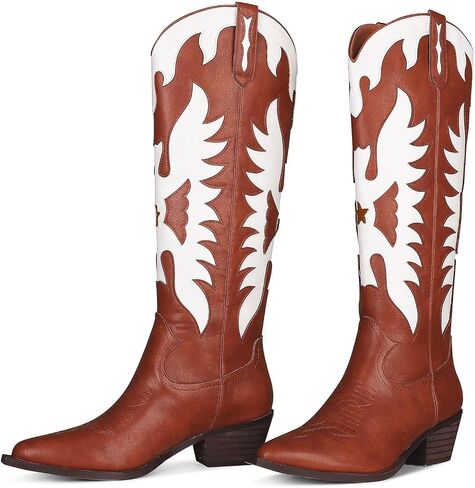 VIMISAOI Cowgirl Boots Women Wide Calf Knee High Boots Cowboy Boots for Women Black Cowgirl Boots Western Boots Women in Saudi Arabia