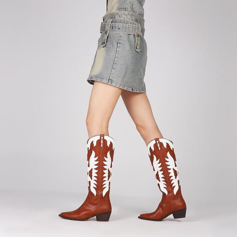 VIMISAOI Cowgirl Boots Women Wide Calf Knee High Boots Cowboy Boots for Women Black Cowgirl Boots Western Boots Women in Saudi Arabia