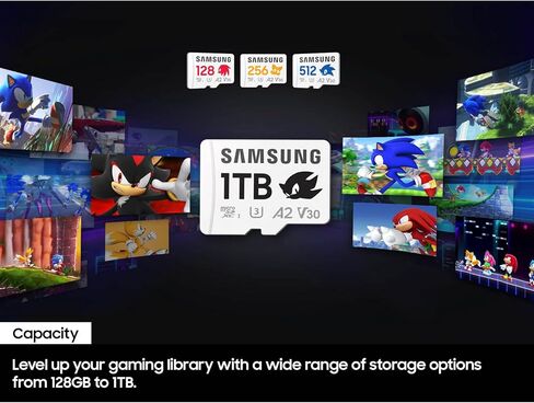 Samsung PRO Plus Sonic The Hedgehog + Adapter, 512GB microSDXC, Up-to 180MB/s, Full HD & 4K UHD, UHS-I, C10, U3, V30, A2, for Nintendo-Switch, Steam Deck, GoPRO, DJI Drone, Tablets (MB-MD512SA/LC1) in Saudi Arabia