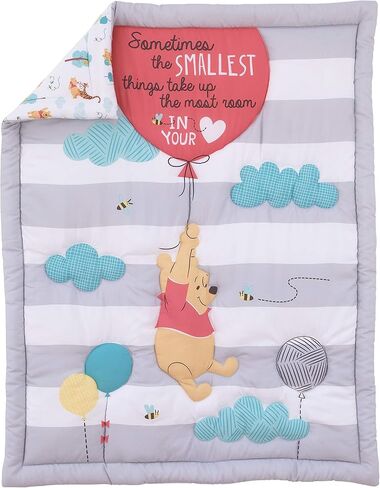 Disney Winnie the Pooh First Best Friend 4 Piece Crib Crib Set ، Aqua/Gray/White/Red ، مجموعة 4 قطع (حزمة 1) in Saudi Arabia