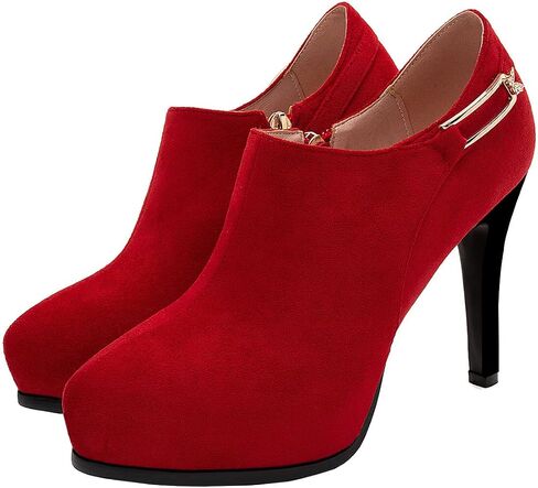 SHEMEE Women's Platform Stiletto High Heel Ankle Booties Thin Heels Pumps Side Zip Short Boots Shoes in Kuwait