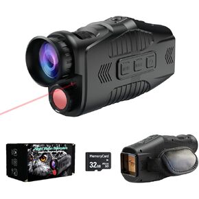 Digital Night Vision Monocular with Infrared Illuminator & Video Recording, 984ft Long Distance, 1080P Night Vision Goggles Binoculars for Hunting, Camping, Surveillance with 32 GB SD Card