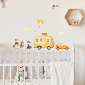 A Family of Mice Wall Decal Animal Theme Wall Stickers, Decoration for Kindergarten, Nurseries, Children Bedroom Walls, Fun Mouse Family Travel Wall Decorations, Removable and Peel-Off Wall Stickers