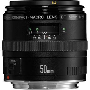 Canon EF 50mm f/2.5 Compact Macro Lens for SLR DSLR Cameras (Renewed)