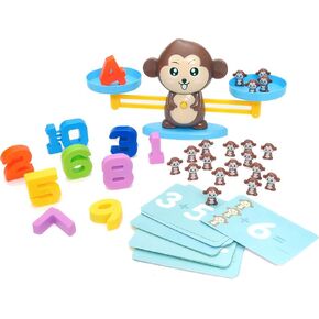 PowerTRC Balancing Monkey Number Counting Math Game for Toddlers, STEM Learning Game for Kids, Fun Educational Gifts Toys for Boys Girls Ages 3 4 5 6 7+ (64 Pieces) Montessori Toy