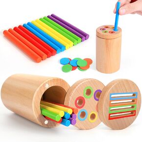 BUSOHA Montessori Toys for 1 2 3 Year Old - 2 in 1 Wooden Color Sorting Sensory Educational Toys for Toddlers Kids Fine Motor Skills Developmental Games Busy Board Travel Toys Gifts for Boys Girls