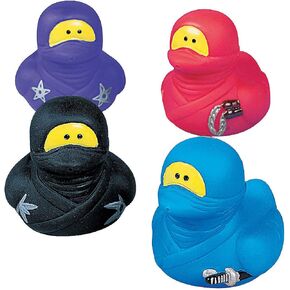 Fun Express Ninja Rubber Ducks, Duckies, 12 Pieces, Birthday Parties, Karate School, Treasure Chest Supplies
