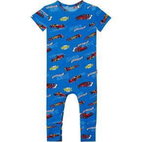Baby Boy Short Sleeve Romper Pajamas Infant Boys Summer Clothes, Soft Bamboo-Derived Viscose