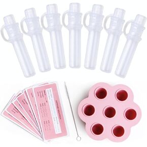 Cradle & Grace Colostrum Collector Kit, 6 ml Food-Grade Silicone Breast Milk Collector and Storage Tray, 7 Pieces Pre-Sterilized Milk Collectors for Breastfeeding
