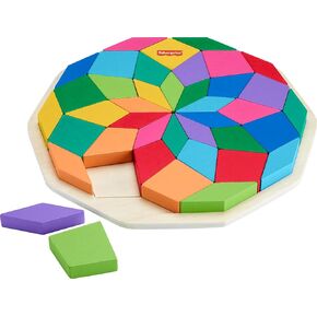 Fisher-Price Preschool Toy Wooden Puzzle with Mandala Geometric Design, 40 Wood Pieces for Kids Ages 3+ Years