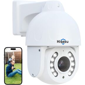[350°View+5X Optical Zoom] Hiseeu 4K 8MP PoE PTZ Home Security Cameras, Auto Tracking, Human&Vehicle Detect, Color Night Vision, 2 Way Audio, Spotlight&Sound Alarm for Indoor&Outdoor Home Surveillance