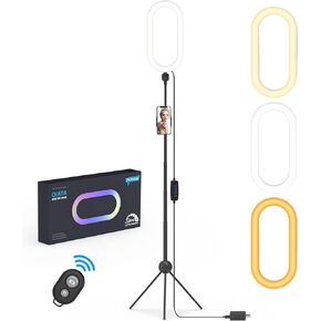 Ring Light with Tripod Stand and Phone Holder 14" Selfie Lights for TikTok Phone Videos LED Circle Halo Lighting for Desk Makeup Video Photography Studio Vlog Recording (77" Tall)
