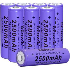 14500 Rechargeable Battery Compatible with AA Battery 3.7V 2500mAh for Cameras, Flashlights, Doorbells (8 Pack)