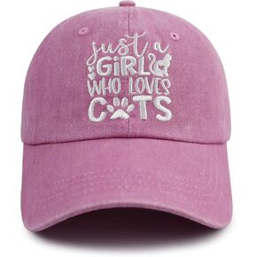 قبعة Just a Girl Who Loves Cats للنساء، قبعة بيسبول مطرزة بشكل مضحك قابلة للتعديل