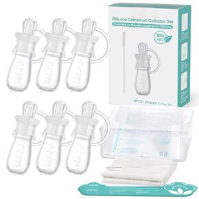مجموعة Colostrum Collector Kit 5ml-6pcs ، حزمة جاهزة للاستخدام ، حاوية كولوستروم متعددة الاستخدامات قابلة لإعادة الاستخدام مع حالة تخزين ، ومسح قطن وتنظيف ، وفرشاة BPA مجانية