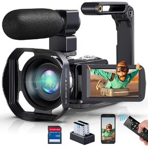5K Camcorder Video Camera Ultra 64MP 18X Digital Zoom Camcorder WiFi IR Night Vision Vlogging Camera for YouTube 3.0 inch HD Touch Screen Camera with External Microphone, Stabilizer and Remote Control