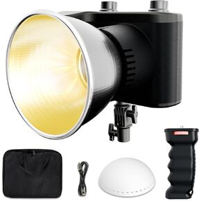 60W Portable LED Video Studio Light 10 Scenes with Bowens Mount, Metal Dual Color Temperature COB Continuous Output Lighting Handheld Spotlight 2500K-6500K for Photograpny/Video Recording