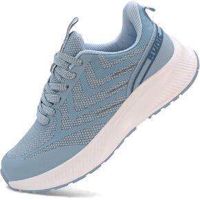 Wide Toe Box Sneakers for Women - Extra Wide Width Lightweight Running Shoes, Breathable Walking Tennis Shoes with Arch Support and Non-Slip Rubber Outsole Sky Blue