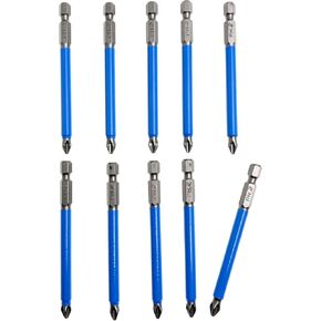 XMHF 10Pcs Anti Slip Phillips Cross Slot PH2 Screwdriver Bit Set 1/4 Inch Hex Shank 150mm Length S2 Steel with Magnetic Tip for Power Screwdriver Drill Impact Driver Kit Tools