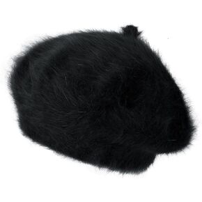 ililily Solid Color Angora French Beret Furry Artist Flat Winter Hat in Kuwait