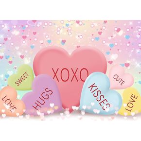 SJOLOON Valentine's Backdrop Pink Heart Photo Background for Valentines Party Decoration Banner Supplies 12502 (8x6FT)