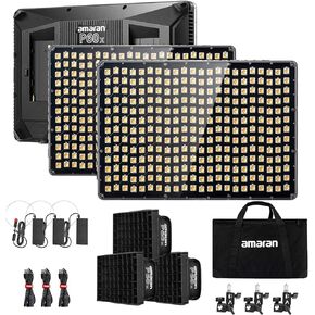 Aputure Amaran P60X 3 Light Kit Video Panel Light,Color Temperature 3200K-6500K,60W CRI95+/TLCI 97+,5070lux@1m,with Softbox,Support App