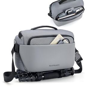 BAGSMART Camera Sling Bag, Small Camera Bags for Photographers with Tripod Holder, Waterproof DSLR/SLR/Mirrorless Camera Bags Crossbody with Rain Cover, Compatible with Canon Sony Nikon, Beige