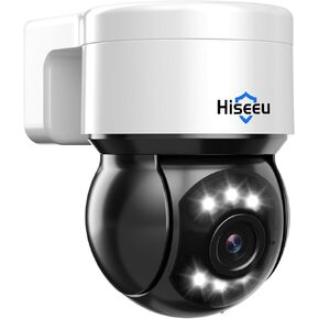 Hiseeu 330° View 4K 8MP PoE PTZ Security Camera Outdoor, Home Security Cameras, 2 Way Audio, Spotlight&Sound Alarm,Color Night Vision, Human&Vehicle Detect, Remote Access