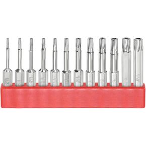 HARFINGTON 12pcs T6-T40 Security Torx Bit 1/4" Hex Shank 2" Long S2 Steel Magnetic Tamper Resistant Star Bits Screwdriver Torx Head with Hole for Driver Drill Bits Remove Fastening Screws