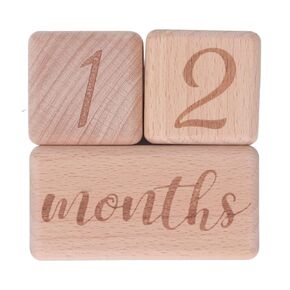 Wooden Baby Monthly Blocks for Infant Age Growth Photography Prop, Wooden Construction, Personalized Photo Themes for Clear and Detailed Results