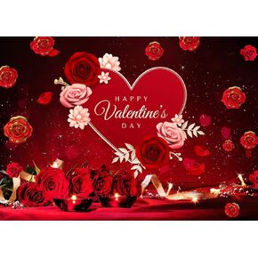 10x8ft Happy Valentines Day Backdrop Red Love Hearts Photography Backdrops Valentines Party Decorations for Valentine's Day Banner Studio Prop F26