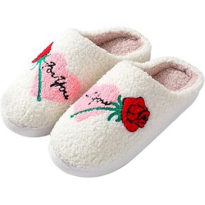 KEYUSHOP Love Slippers for Women Mens Fuzzy Love Heart Slippers Winter Couple Slippers Slip-On Shoes for Valentine'S Day Slippers