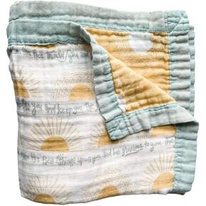Scripture Blessing Blanket | Toddlers Double Sided Muslin Blanket | Super Soft Swaddle Blanket with 6-Layers | Luxury, Breathable Toddler Essentials for Girls and Boys | 47" X 47"