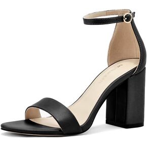 Women's Chunky Heeled Sandals Block Heels Open Toe Ankle Strap 3.15 Inch Round Toe High Heel Sandals for Women Summer