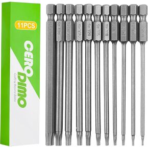 11-Piece Security Torx Bit Set, 3" Tamper-Proof T6-T40 Magnetic Screwdriver Bits, S2 Steel, 1/4" Hex Shank for Impact Drivers