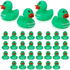 50 Pcs Mental Health Awareness Rubber Ducks Green Rubber Ducks Mental Health Gifts Anxiety Relief Ducks for Friend Family Students Coworkers Fundraiser Gifts Supporting Minds (Mental Health)