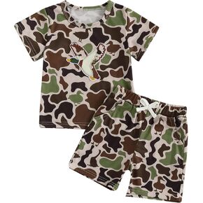 Emmababy Duck Camo Shorts Set Baby Boy Toddler Hunting Clothes Infant Camouflage Outfits Summer Short Sleeve Shirt Shorts Set