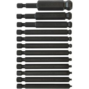 "Bondhus 10836 Set of 12 Balldriver Power Bits, sizes 5/64-1/2""", multi, one size