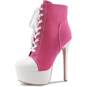 Canvas Boots Boots Platform Lace-Up Short Boot Stiletto High Heel Cheel مغلق جوارب أحذية رياضية مع سوستة جانبية للسيدات مثير الخريف الشتاء