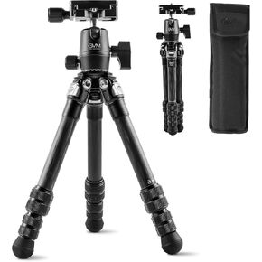 GVM Carbon Fiber Camera Tripod, Tripod for Camera and Phone, Heavy Duty Camera Tripod Stand with 360° Panorama Ball Head Quick Release Plate & Mobile Phone Clip for Max Load 15 LB