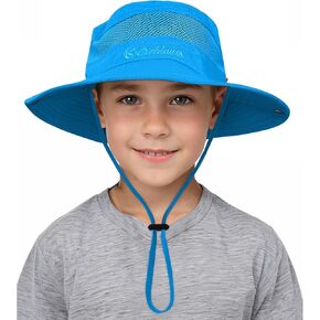 Kids Sun Hat Outdoor UPF 50+ Boys Sun Hats Wide Brim Kids Bucket Summer Safari Hat Fishing Cap