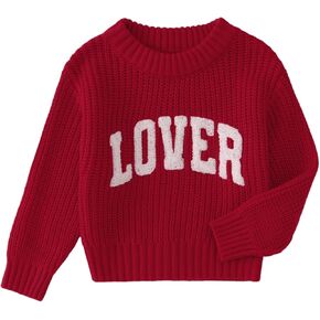 CM C&M WODRO Toddler Valentines Day Outfit Boy Girl Lover Embroidered Knit Sweater Kid Warm Crewneck Top Pullover Sweatshirt