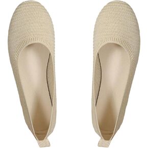 SweatyRocks Women's Solid Flats Shoes Round Toe Ballet Flats Shoes Comfortable Slip On Knitted Shoes Casual Summer Shoes