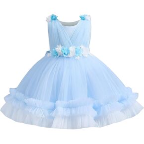 IBTOM CASTLE Toddler Flower Girls Tulle Dress Sleeveless Princess Tutu Dress Birthday Party Wedding Pageant Gown