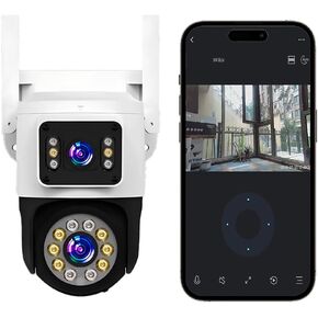 كاميرا أمان ثنائية العدسة شاشة مزدوجة 2K HD WIFI Camera لأمان WIFI للداخلية والخارجية مع PTZ Auto Tracking 360 ° View Clansion Motion Clank