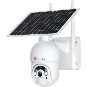 Ctronics 2.5K 4MP Security Cameras Wireless Outdoor, WiFi Solar Security Camera 2560 * 1440P 10000mAh Battery Powered, 360° PTZ, Color Night Vision, PIR Human Detection, 2-Way Audio, IP66