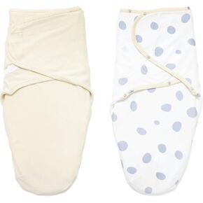 2-in-1 Adjustable Swaddle Wrap, Easy Newborn Velcro Swaddle for Boys & Girls, Improves Sleep & Calms Startle Response, 100% Micro Polyester Fleece + 100% Knitted Cotton, 0-3 Months