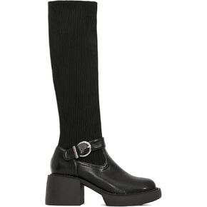 NEWBELLA MOUSSE FIT Women's Buckle Decor Two Tone High Boots